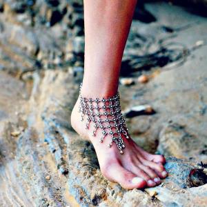 Crystal Pearl Tassel Dangle Anklet