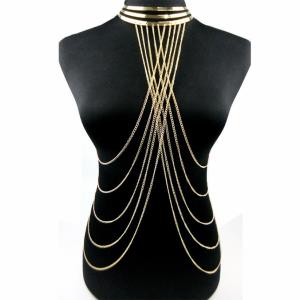 Rectangle Pedant Tassel Necklace Chest Body Chain