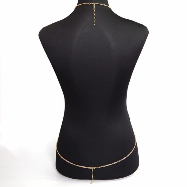 Gold Crystal Apron Chest Body Chain