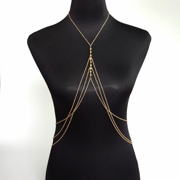 Gold Copper Beads Chest Body Chain