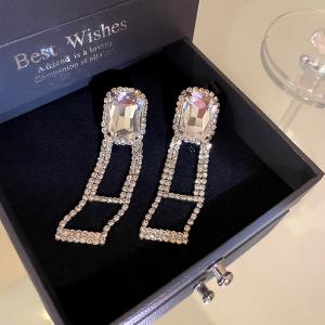 18K Platinum Plated Camellia Flower Glitter Earrings