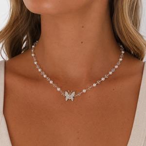 18k Platinum Plated Silver Full Zircon Tie Pendant Necklace