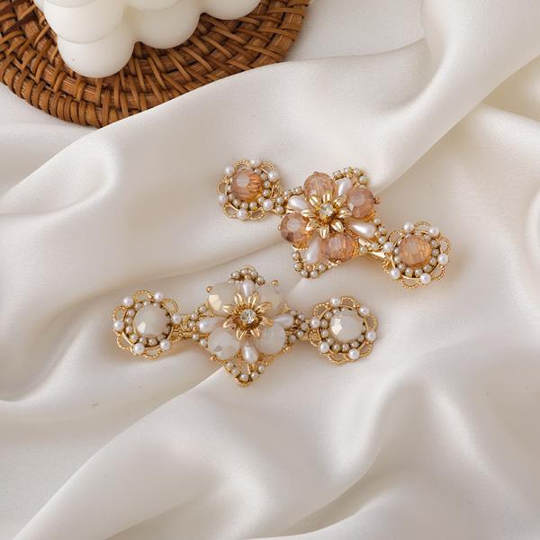 Elegant Rhinestone Pearl Flower Hair Pins