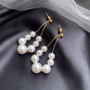 Retro Leopard Print Pearl Bow Earrings