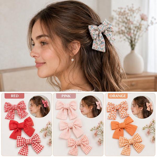 3 Pcs Fashion Cloth Bow Hair Pin Set