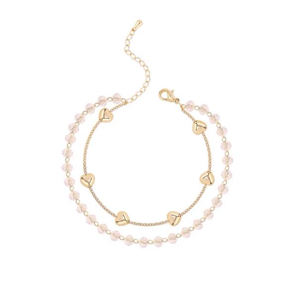 Double Layer Gold Heart Crystal Bracelet
