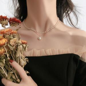 Glitter Flower Waterdrop Rhinestone Necklace