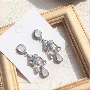 18K Platinum Plated Red Zircon Butterfly Gradient Dangle Earrings