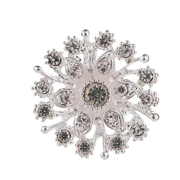 Silver Full Crystal Snow Flower Brooch
