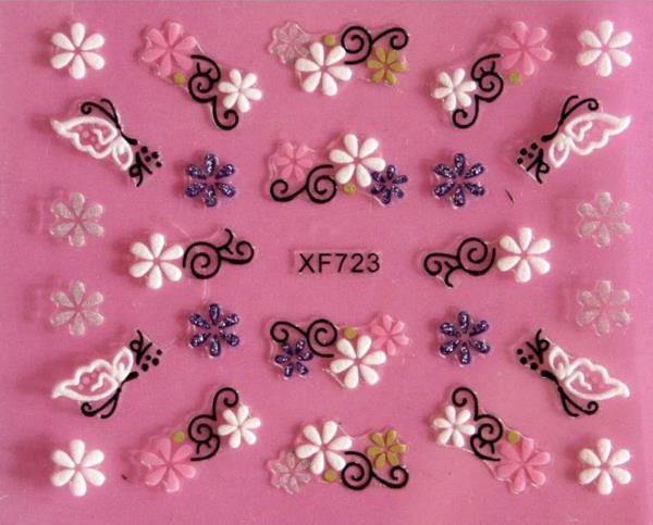 3D Crystal White Flower Nail Stickers