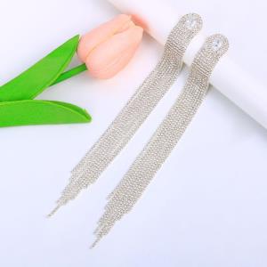 Oval Tassel Long Drop Dangle Earrings