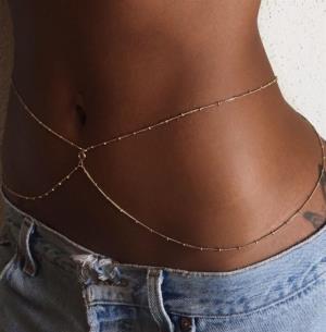 Multi Shell Tassels Rhinestone Waist Belly Chain
