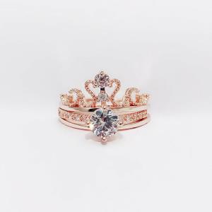 Square Double Layer Gold Rhinestone Ring