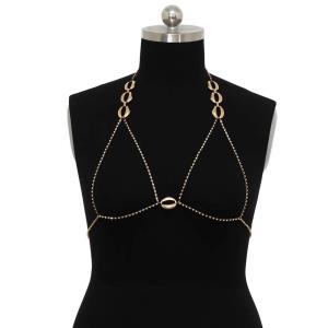 Gold Multi Tassel Necklace Crossbody Body Chain