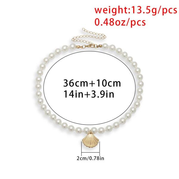 Elegant White Pearl Gold Shell Pendant Necklace
