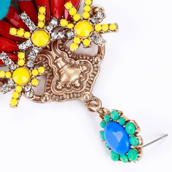 Bohemian Blue Pom Pom Tassel Dangle Earrings