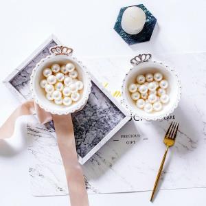 2 Pcs Round Gold Beads Lead Free Glass Plate Set