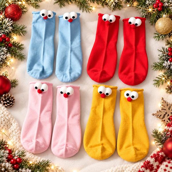 Cartoon 3D Eye Mid Calf Socks