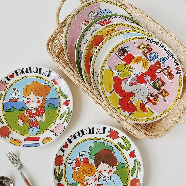 8  set Netherlands Girl Comics Ceramic Plate