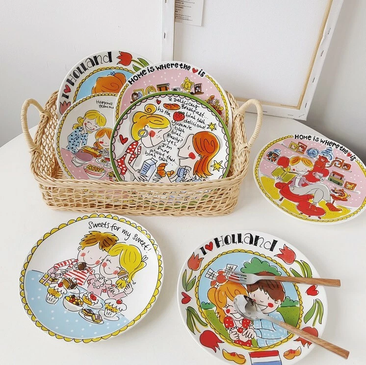 8  set Netherlands Girl Comics Ceramic Plate