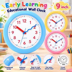 9 Inch Early Childhood Learning Round Wall Clock