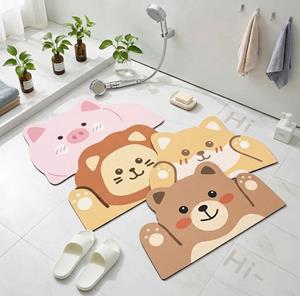 Cartoon Animal Soft Diatom Mud Non Slip Bathroom Mat