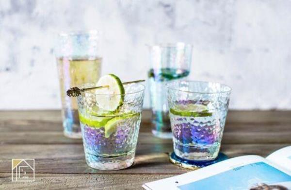 2 Rainbow Crown Glass Cups
