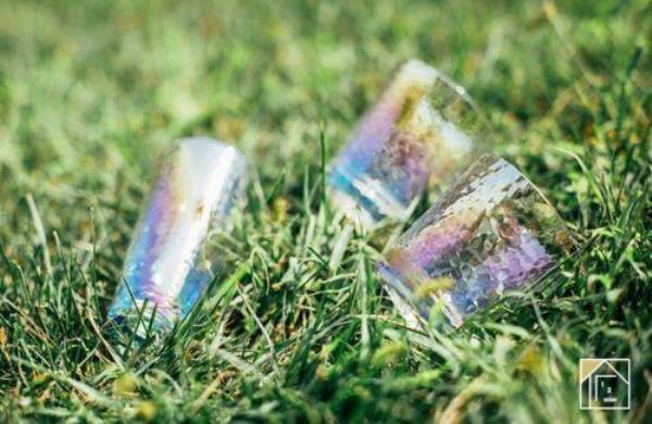 2 Rainbow Crown Glass Cups
