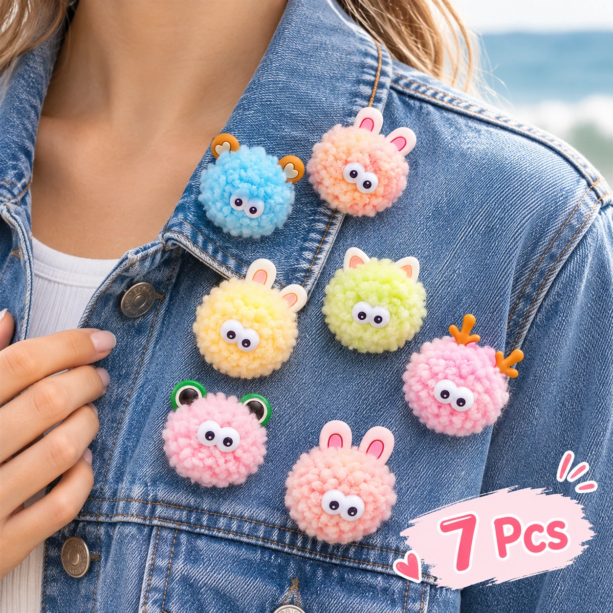7 Fluffy Monster Ball Brooches