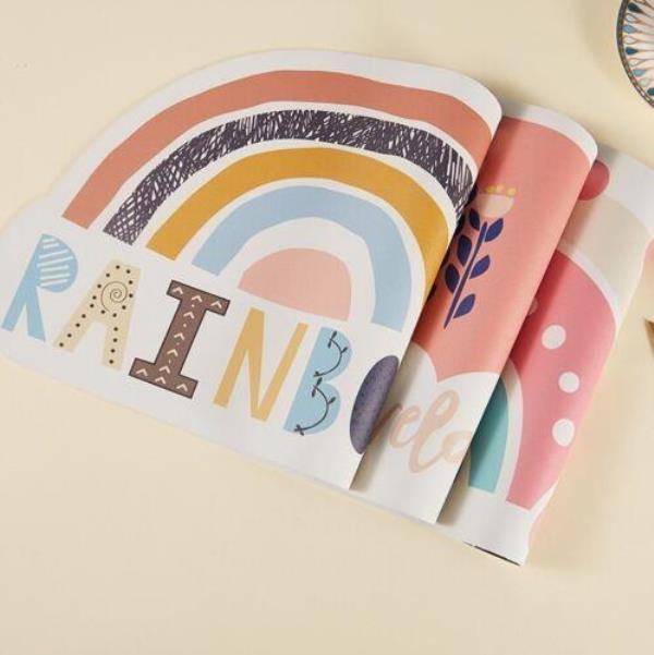 1 Pcs Cartoon Rainbow Faux Leather Kid Placemat