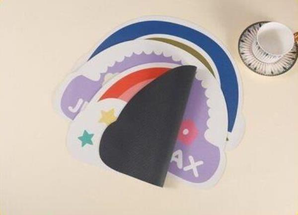 1 Pcs Cartoon Rainbow Faux Leather Kid Placemat