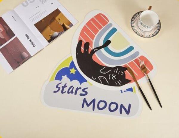 1 Pcs Cartoon Rainbow Faux Leather Kid Placemat