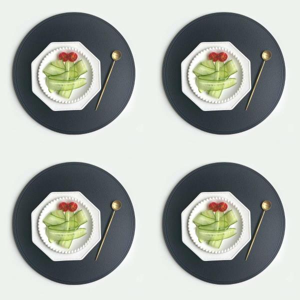 4 Modern PU Leather Round Table Dining Placemats