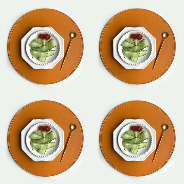 4 Modern PU Leather Round Table Dining Placemats