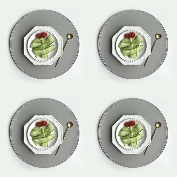 4 Modern PU Leather Round Table Dining Placemats
