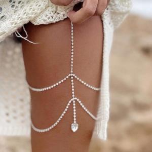 Rhinestone Wide Elastic Thigh Chain