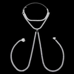 Rhinestone Tassel Chest Body Chain