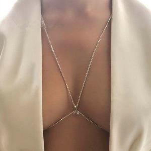 Rhinestone Tassel Chest Body Chain
