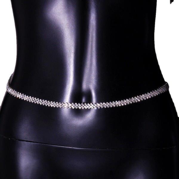 Glitter Bikini Rhombus Braid Waist Belly Body Chain