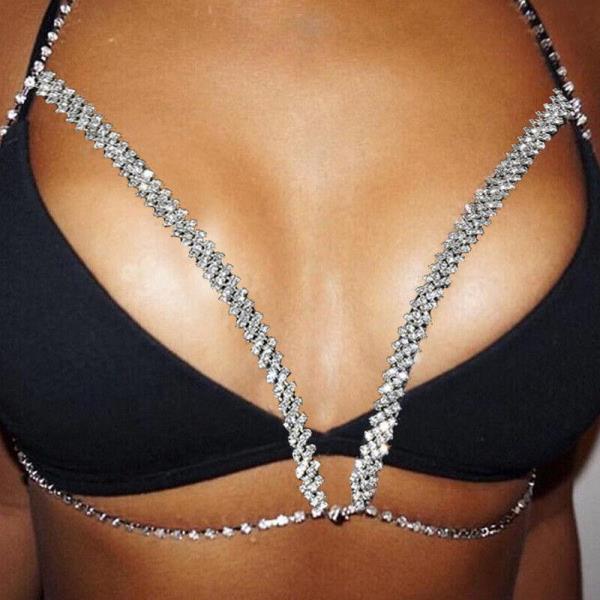 Rhinestone Rhombus Chest Bra Chain