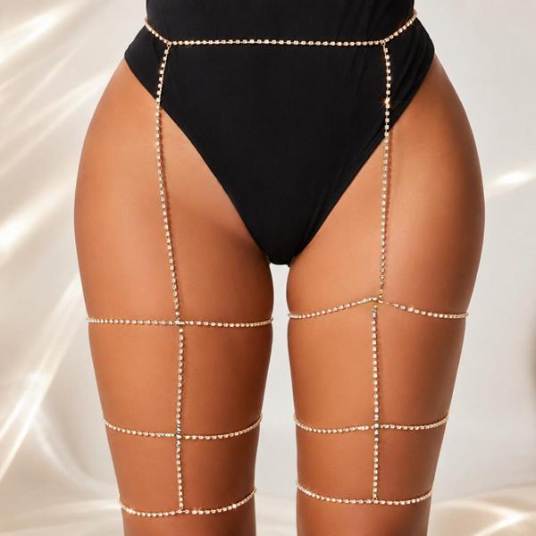 Multi Tassel Rhinestone Waist Leg Body Chain