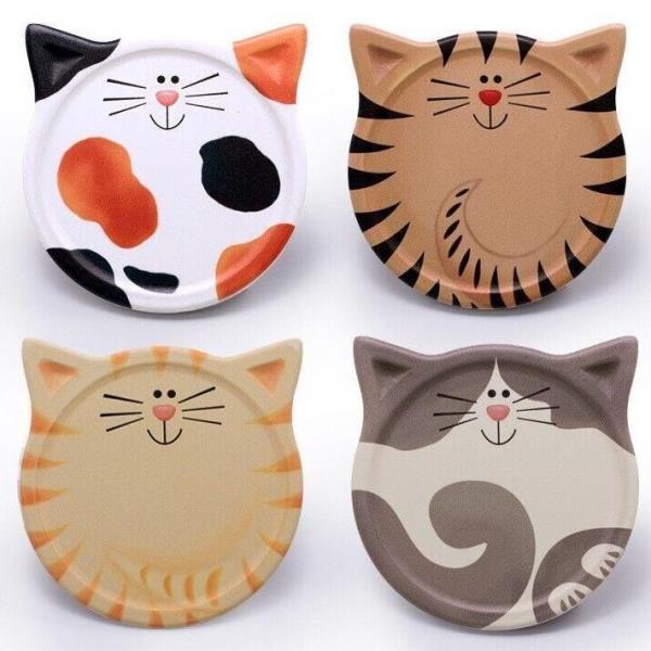 4 Cartoon Cat Heat Resistance Absorbent Ceramic Coasters