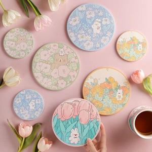 Fairy Dried Flower Acrylic Mug Drink Holder Coaster