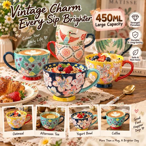 Modern Strength Porcelain Flower Ceramic Cup