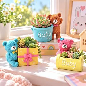 Cartoon Bear Desk Succulent Flower Plant Pot