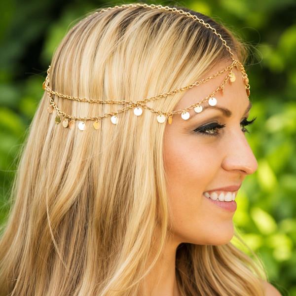 Gipsy Sequins Gold Tassel Head Chain