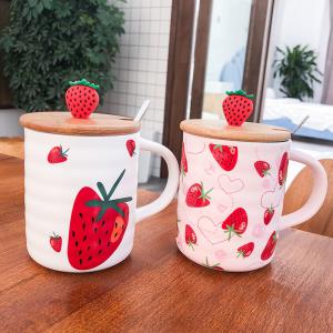 Cartoon Rainbow Ceramic Mug With Lid Spoon