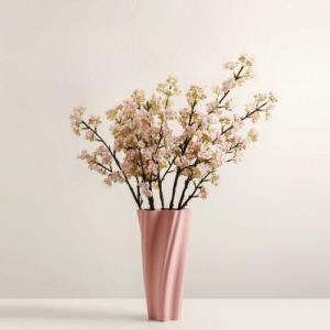 Nordic Cherry Pink Tall Swirl Twist Ceramic Vase