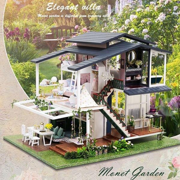 Cute Room Monet Garden 3D DIY Music Miniature Dollhouse