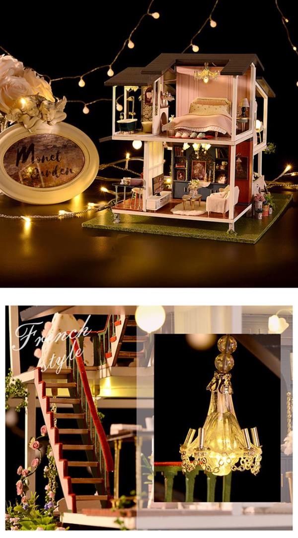 Cute Room Monet Garden 3D DIY Music Miniature Dollhouse